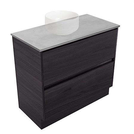 Elementi Sienna 900mm Grey Concrete Top 2 Drawer Vanity Fiordland Elm Wilderness