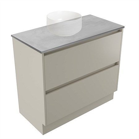 Elementi Sienna 900mm Grey Concrete Top 2 Drawer Vanity Dawn Grey