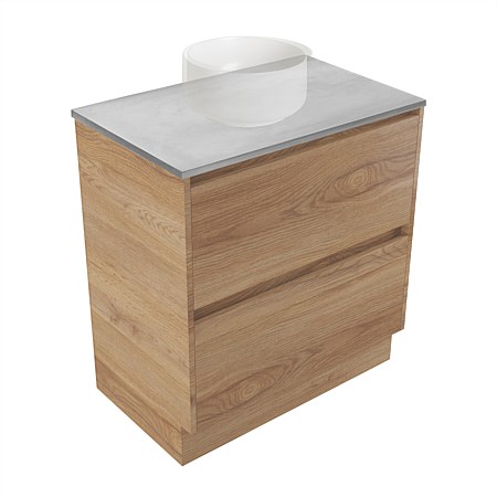 Elementi Sienna 750mm Grey Concrete Top 2 Drawer Vanity Southern Oak Timberland