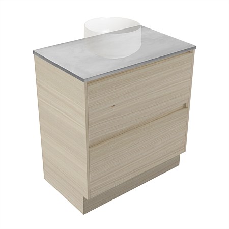 Elementi Sienna 750mm Grey Concrete Top 2 Drawer Vanity Seasoned Oak