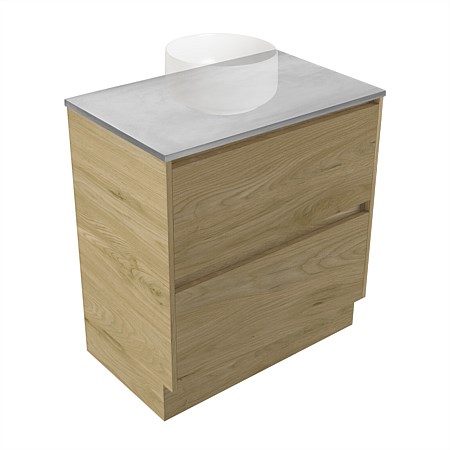 Elementi Sienna 750mm Grey Concrete Top 2 Drawer Vanity French Oak Velvet
