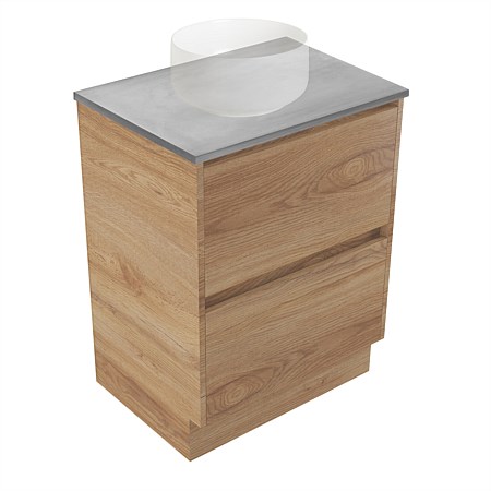 Elementi Sienna 600mm Grey Concrete Top 2 Drawer Vanity Southern Oak Timberland