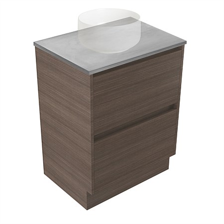 Elementi Sienna 600mm Grey Concrete Top 2 Drawer Vanity Charred Oak