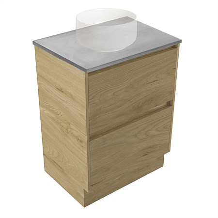 Elementi Sienna 600mm Grey Concrete Top 2 Drawer Vanity French Oak Velvet