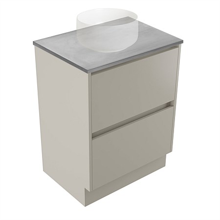 Elementi Sienna 600mm Grey Concrete Top 2 Drawer Vanity Dawn Grey