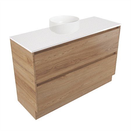 Elementi Sienna 1200mm 2 Drawer Vanity Motion Elestone Flat Top Southern Oak Timberland