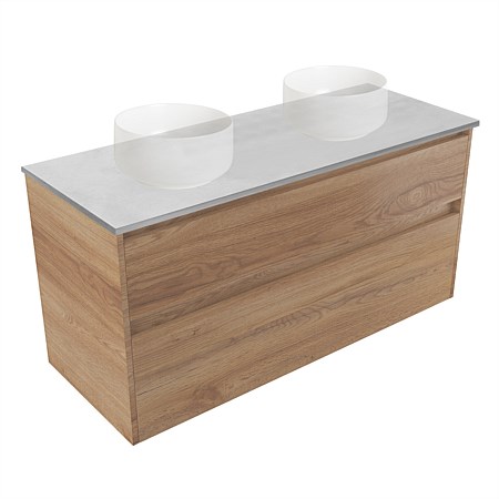 Elementi Sienna 1200mm Grey Concrete Top Double 2 Drawer Vanity Southern Oak Timberland