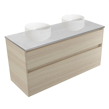 Elementi Sienna 1200mm Grey Concrete Top Double 2 Drawer Vanity Seasoned Oak