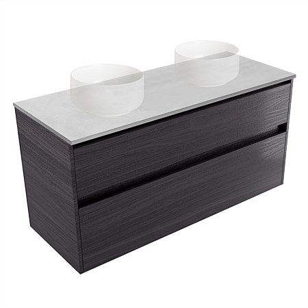 Elementi Sienna 1200mm Grey Concrete Top Double 2 Drawer Vanity Fiordland Elm Wilderness