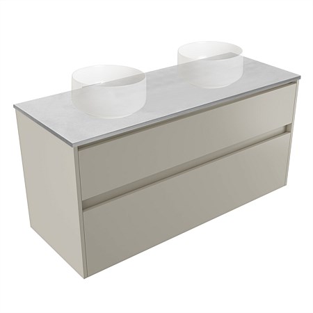 Elementi Sienna 1200mm Grey Concrete Top Double 2 Drawer Vanity Dawn Grey