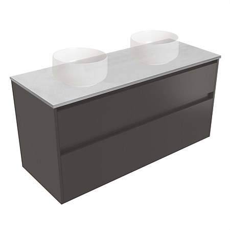 Elementi Sienna 1200mm Grey Concrete Top Double 2 Drawer Vanity Bullet