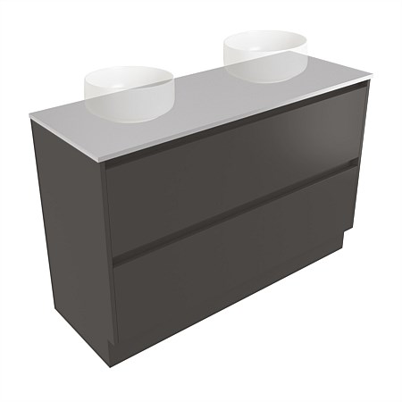 Elementi Sienna 1200mm Double 2 Drawer Vanity Moonlight Elestone Flat Top Bullet