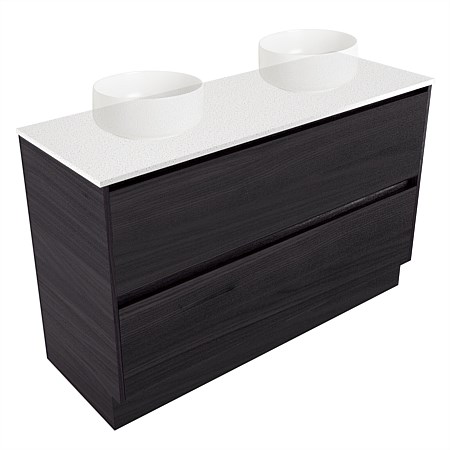 Elementi Sienna 1200mm Double 2 Drawer Vanity Motion Elestone Flat Top Fiordland Elm Wilderness