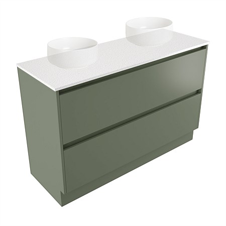 Elementi Sienna 1200mm Double 2 Drawer Vanity Motion Elestone Flat Top Green Slate