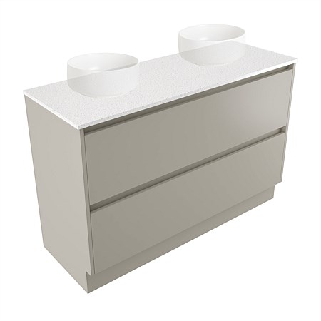 Elementi Sienna 1200mm Double 2 Drawer Vanity Motion Elestone Flat Top Dawn Grey