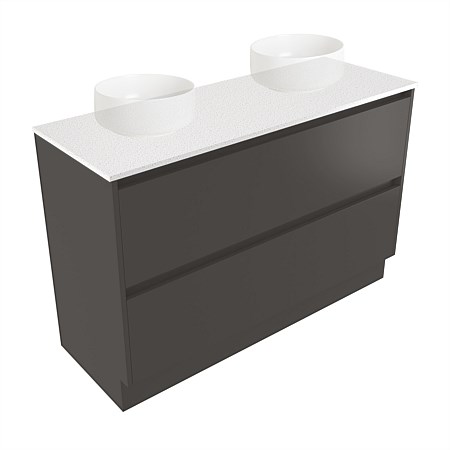 Elementi Sienna 1200mm Double 2 Drawer Vanity Motion Elestone Flat Top Bullet