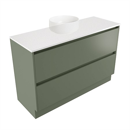 Elementi Sienna 1200mm 2 Drawer Vanity Motion Elestone Flat Top Green Slate