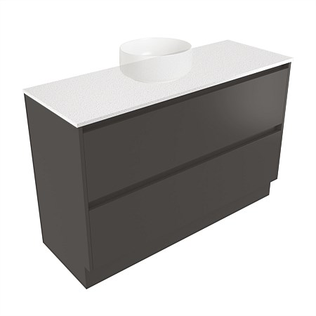 Elementi Sienna 1200mm 2 Drawer Vanity Motion Elestone Flat Top Bullet
