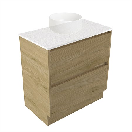 Elementi Sienna 750mm 2 Drawer Vanity Motion Elestone Flat Top French Oak Velvet