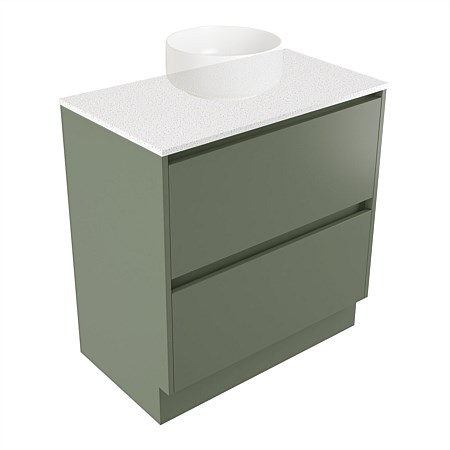 Elementi Sienna 750mm 2 Drawer Vanity Motion Elestone Flat Top Green Slate