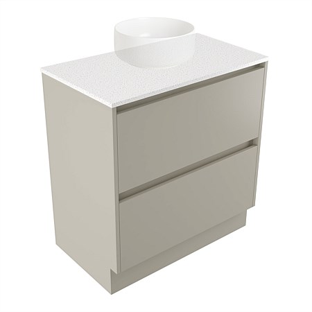 Elementi Sienna 750mm 2 Drawer Vanity Motion Elestone Flat Top Dawn Grey
