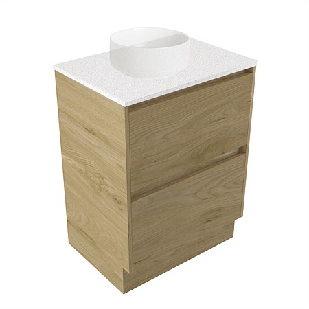 Elementi Sienna 600mm 2 Drawer Vanity Motion Elestone Flat Top French Oak Velvet