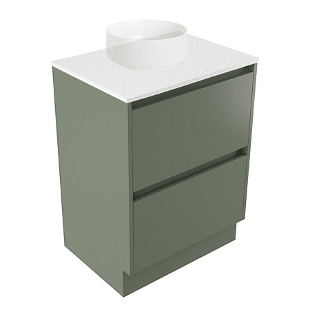 Elementi Sienna 600mm 2 Drawer Vanity Motion Elestone Flat Top Green Slate