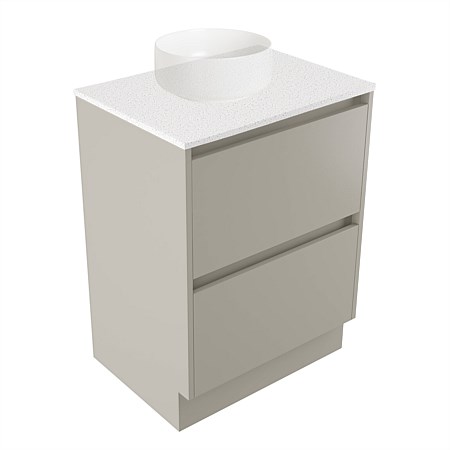 Elementi Sienna 600mm 2 Drawer Vanity Motion Elestone Flat Top Dawn Grey