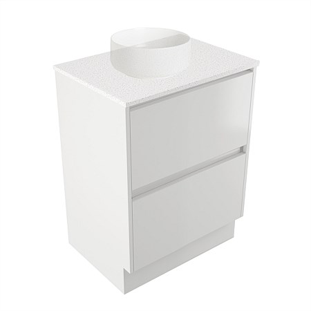 Elementi Sienna 600mm 2 Drawer Vanity Motion Elestone Flat Top White Gloss
