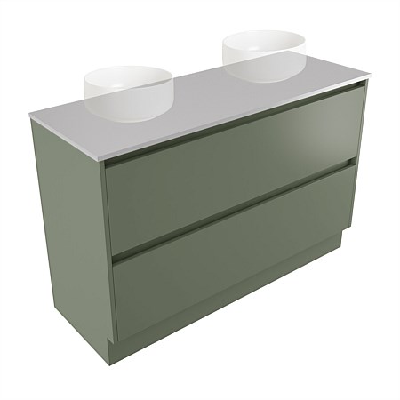 Elementi Sienna 1200mm Double 2 Drawer Vanity Moonlight Elestone Flat Top Green Slate