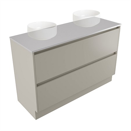Elementi Sienna 1200mm Double 2 Drawer Vanity Moonlight Elestone Flat Top Dawn Grey