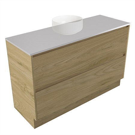 Elementi Sienna 1200mm 2 Drawer Vanity Moonlight Elestone Flat Top French Oak Velvet