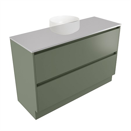 Elementi Sienna 1200mm 2 Drawer Vanity Moonlight Elestone Flat Top Green Slate