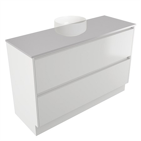 Elementi Sienna 1200mm 2 Drawer Vanity Moonlight Elestone Flat Top White Gloss