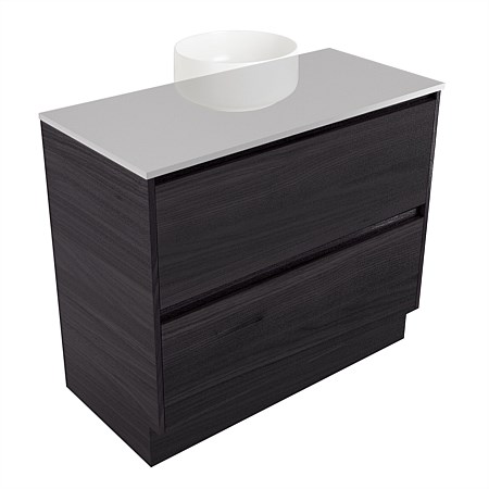 Elementi Sienna 900mm 2 Drawer Vanity Moonlight Elestone Flat Top Fiordland Elm Wilderness