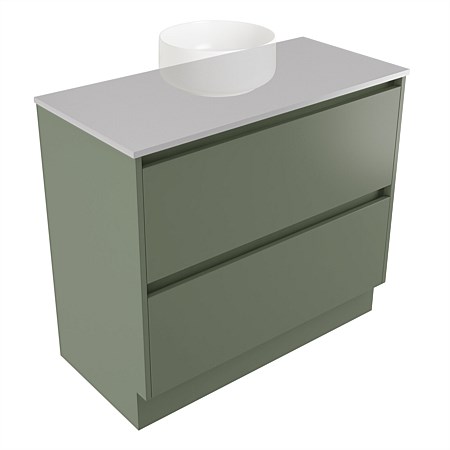 Elementi Sienna 900mm 2 Drawer Vanity Moonlight Elestone Flat Top Green Slate