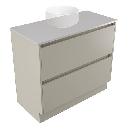 Elementi Sienna 900mm 2 Drawer Vanity Moonlight Elestone Flat Top Dawn Grey