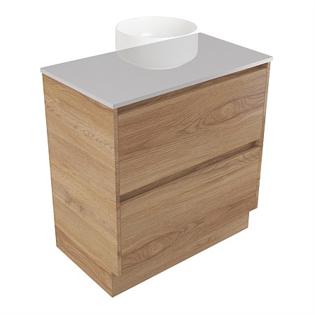 Elementi Sienna 750mm 2 Drawer Vanity Moonlight Elestone Flat Top Southern Oak Timberland
