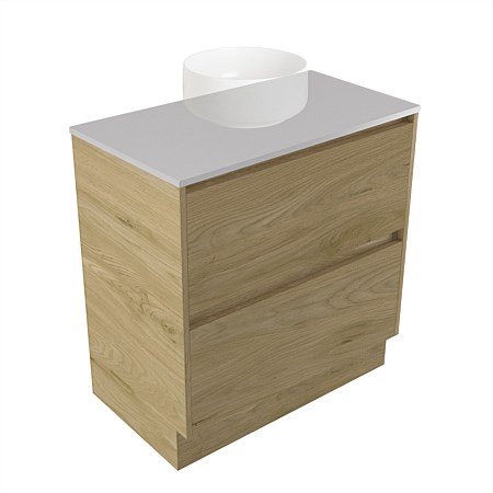 Elementi Sienna 750mm 2 Drawer Vanity Moonlight Elestone Flat Top French Oak Velvet