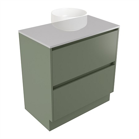Elementi Sienna 750mm 2 Drawer Vanity Moonlight Elestone Flat Top Green Slate