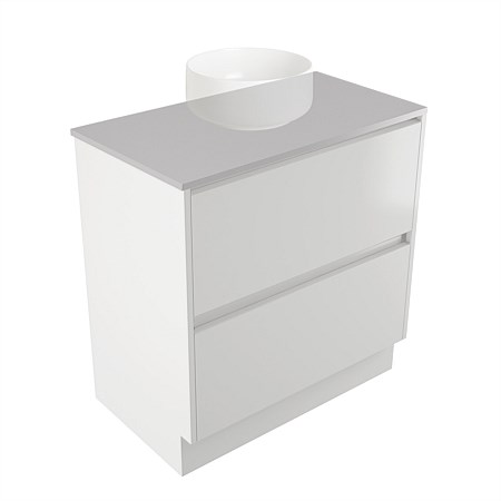 Elementi Sienna 750mm 2 Drawer Vanity Moonlight Elestone Flat Top White Gloss