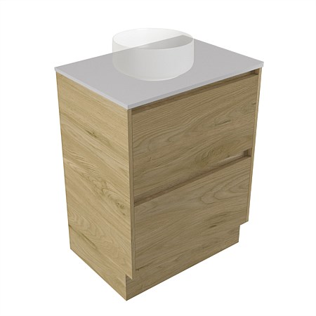 Elementi Sienna 600mm 2 Drawer Vanity Moonlight Elestone Flat Top French Oak Velvet