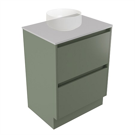 Elementi Sienna 600mm 2 Drawer Vanity Moonlight Elestone Flat Top Green Slate