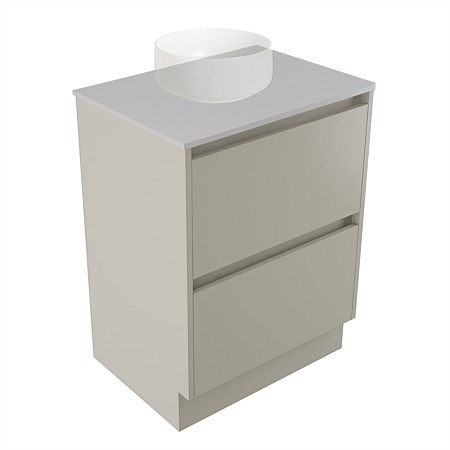 Elementi Sienna 600mm 2 Drawer Vanity Moonlight Elestone Flat Top Dawn Grey