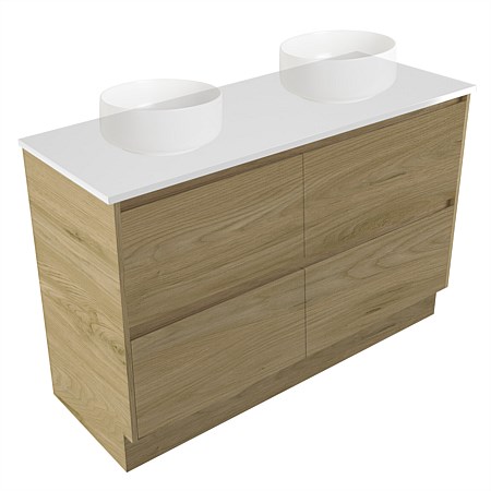 Elementi Sienna 1200mm Double 2 Drawer Vanity White Elestone Top French Oak Velvet
