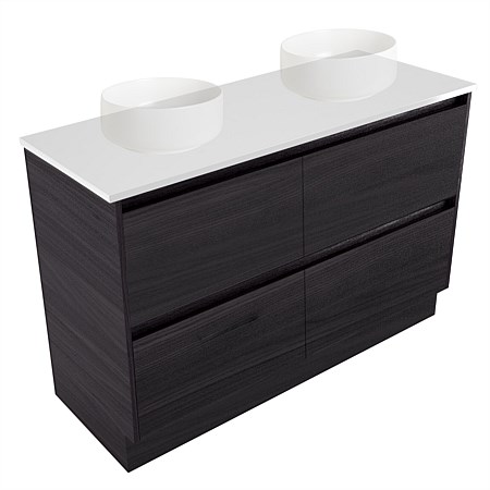 Elementi Sienna 1200mm Double 2 Drawer Vanity White Elestone Top Fiordland Elm Wilderness
