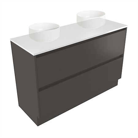 Elementi Sienna 1200mm Double 2 Drawer Vanity White Elestone Top Bullet