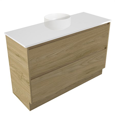 Elementi Sienna 1200mm 2 Drawer Vanity White Elestone Top French Oak Velvet