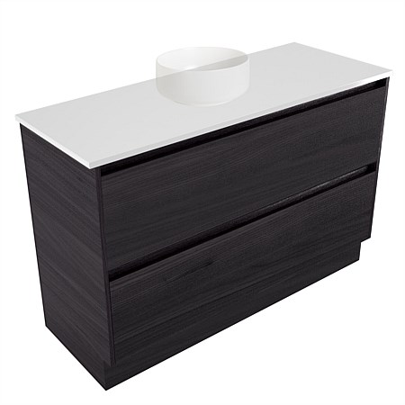 Elementi Sienna 1200mm 2 Drawer Vanity White Elestone Top Fiordland Elm Wilderness