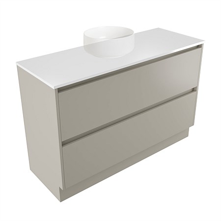 Elementi Sienna 1200mm 2 Drawer Vanity White Elestone Top Dawn Grey